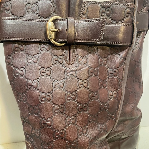 Gucci Monogram Leather Boots - Picture 2 of 8